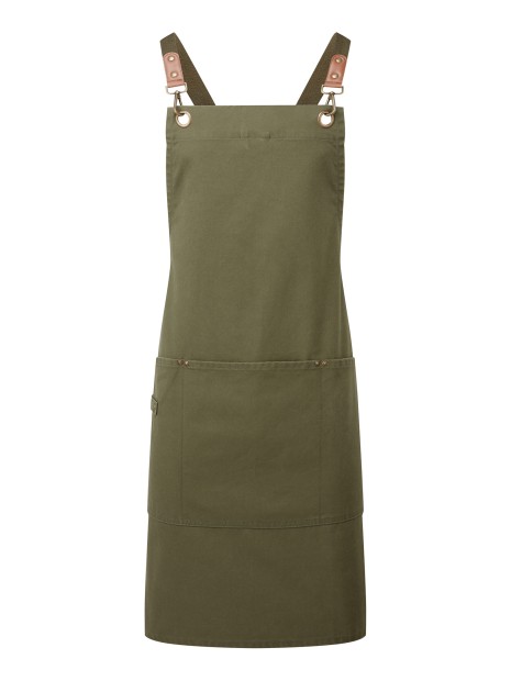 PREMIER Tablier bavette à bretelles croisées dans le dos CLIP 'N' CLASP olive personnalisable