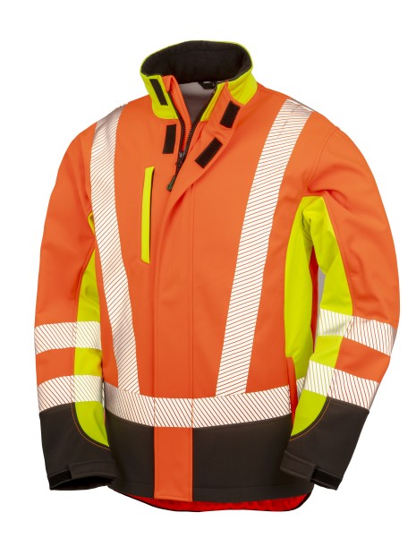 RESULT Veste softshell de sécurité recyclé 3 couches fluorescent yellow/fluorescent orange/black personnalisable