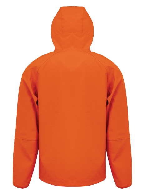 RESULT Veste Softshell 3 couches recyclée à capuche unisexe orange/bleu marine personnalisable