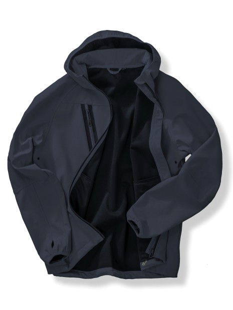 RESULT Veste Softshell 3 couches recyclée à capuche unisexe bleu marine personnalisable