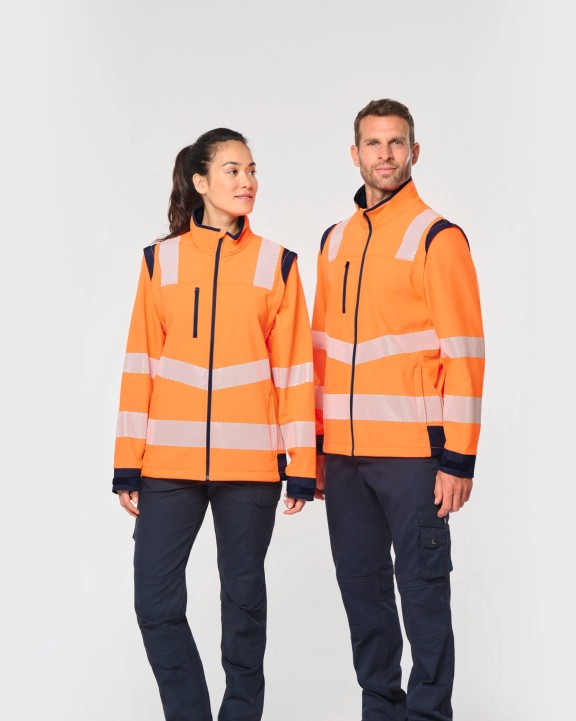 Softshell personnalisable WK. DESIGNED TO WORK Veste softshell de sécurité recyclée avec manches détachables unisexe
