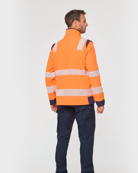 Softshell personnalisable WK. DESIGNED TO WORK Veste softshell de sécurité recyclée avec manches détachables unisexe