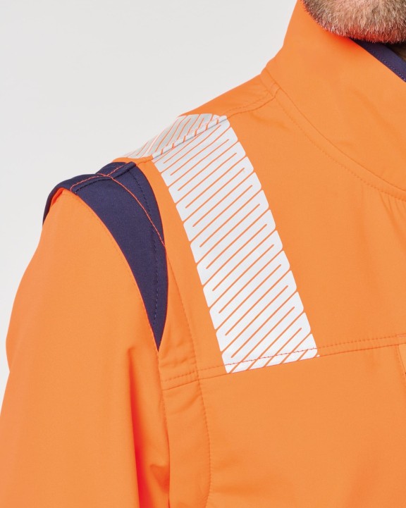 Softshell personnalisable WK. DESIGNED TO WORK Veste softshell de sécurité recyclée avec manches détachables unisexe