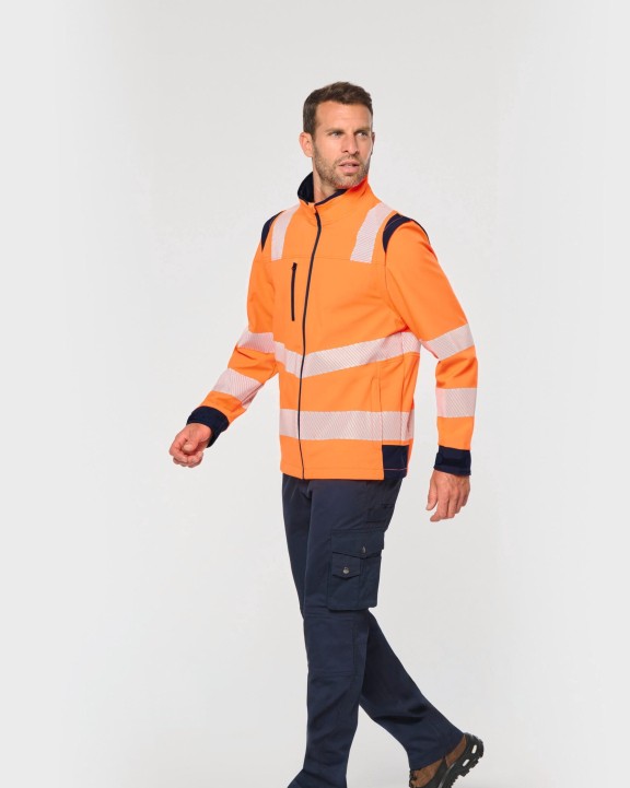 Softshell personnalisable WK. DESIGNED TO WORK Veste softshell de sécurité recyclée avec manches détachables unisexe