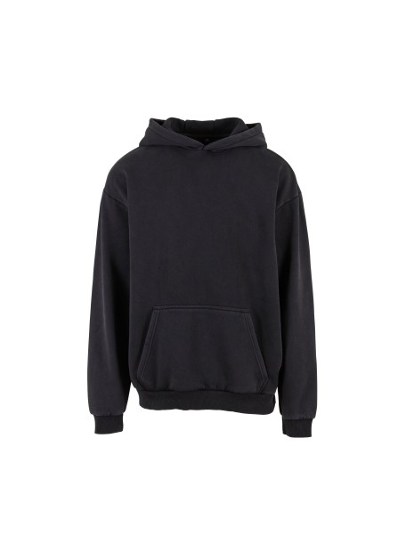 BUILD YOUR BRAND STONEWASH HEAVY HOODIE noir personnalisable