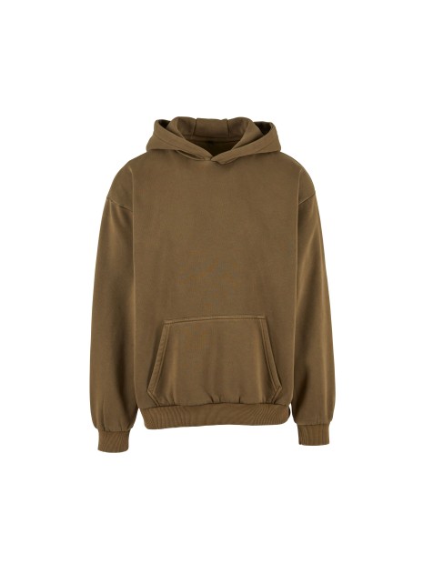 BUILD YOUR BRAND STONEWASH HEAVY HOODIE warm khaki personnalisable
