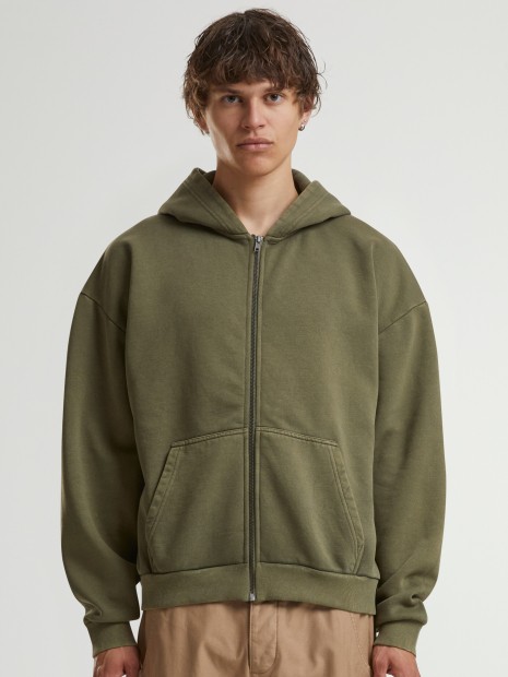 Sweat-shirts à personnaliser BUILD YOUR BRAND STONEWASH HEAVY ZIP HOODIE 