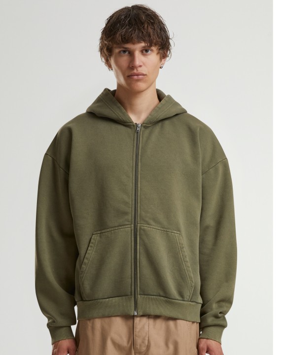 BUILD YOUR BRAND STONEWASH HEAVY ZIP HOODIE Sweatshirt personalisierbar