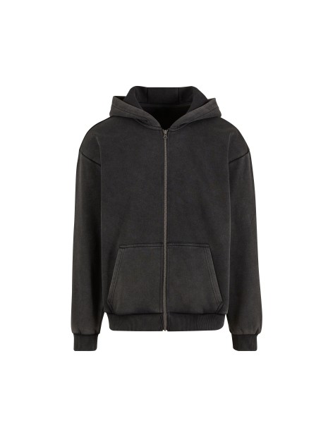 BUILD YOUR BRAND STONEWASH HEAVY ZIP HOODIE magnet personnalisable