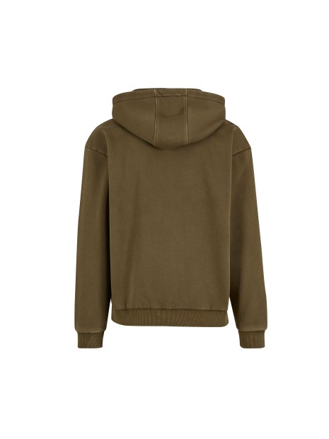 BUILD YOUR BRAND STONEWASH HEAVY ZIP HOODIE olive personnalisable