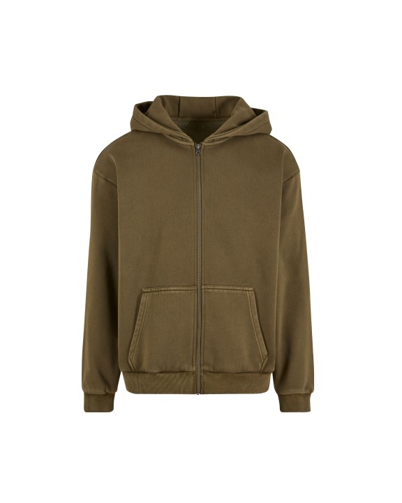 BUILD YOUR BRAND STONEWASH HEAVY ZIP HOODIE Sweatshirt personalisierbar
