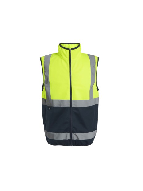 REGATTA HI-VIS PRO FULL ZIP GILET jaune/bleu marine personnalisable