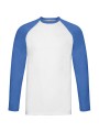 FOL VALUEWEIGHT LONG SLEEVE BASEBALL T blanc/royal personnalisable