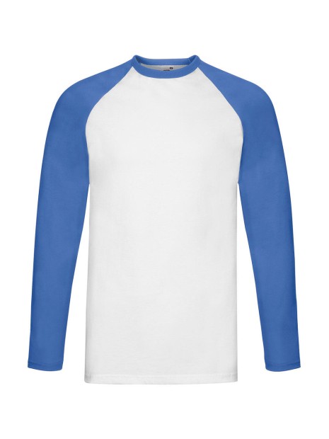 FOL VALUEWEIGHT LONG SLEEVE BASEBALL T blanc/royal personnalisable