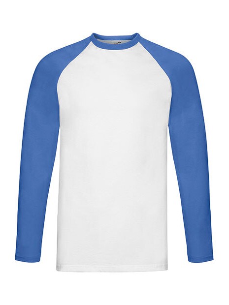 FOL VALUEWEIGHT LONG SLEEVE BASEBALL T blanc/bleu royal personnalisable
