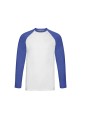 FOL VALUEWEIGHT LONG SLEEVE BASEBALL T White/Royalblue personnalisable