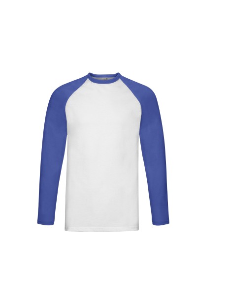 FOL VALUEWEIGHT LONG SLEEVE BASEBALL T White/Royalblue personnalisable