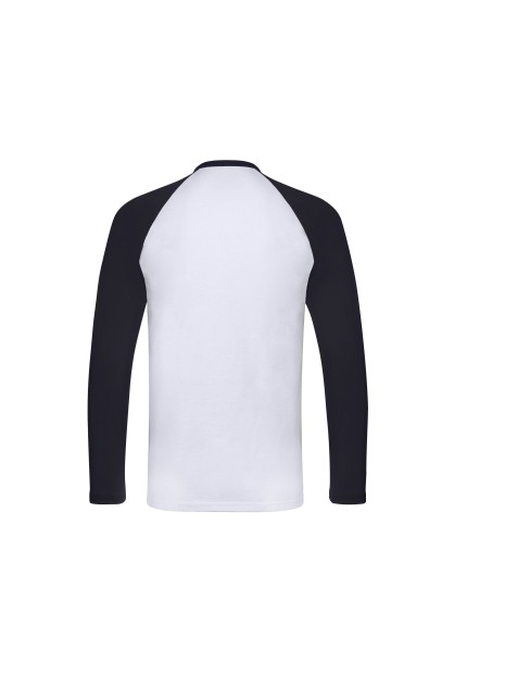 FOL VALUEWEIGHT LONG SLEEVE BASEBALL T blanc/marine profond personnalisable