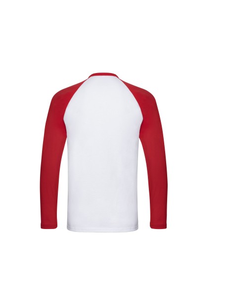 FOL VALUEWEIGHT LONG SLEEVE BASEBALL T blanc/rouge personnalisable