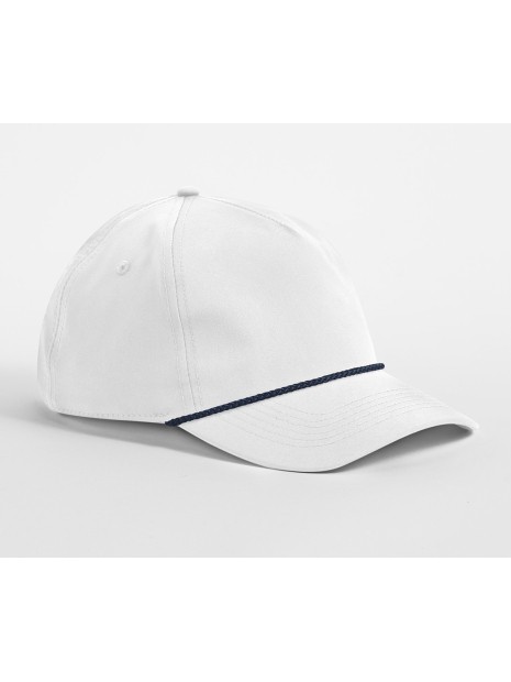 BEECHFIELD ROPE DETAIL 5 PANEL CAP blanc/bleu marine personnalisable