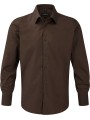 RUSSELL Chemise fittée homme manches longues chocolat personnalisable