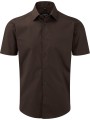 RUSSELL Chemise fittée homme manches courtes chocolat personnalisable