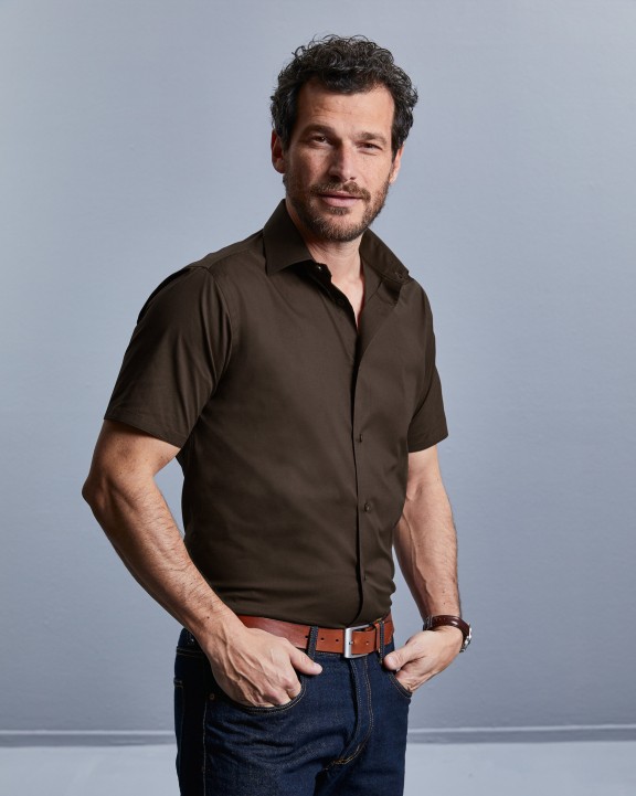 RUSSELL Men''s Short Sleeve Easy Care Fitted Shirt Hemd personalisierbar