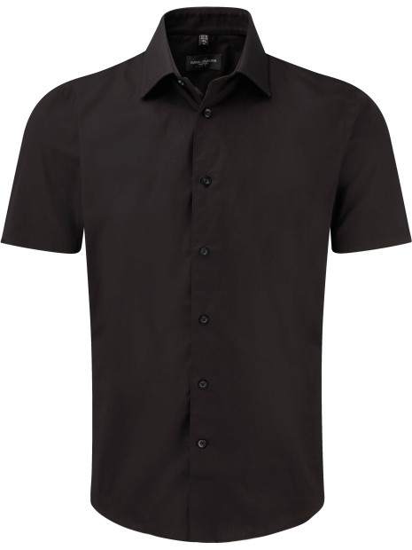 RUSSELL Chemise fittée homme manches courtes noir personnalisable