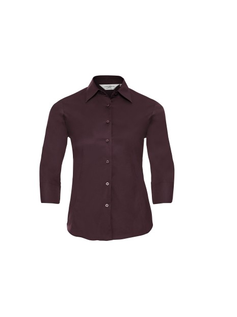RUSSELL Chemise fittée femme manches 3/4 bordeau moyen personnalisable