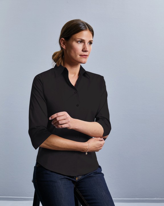 RUSSELL Ladies'' 3/4 Sleeve Easy Care Fitted Shirt Hemd personalisierbar