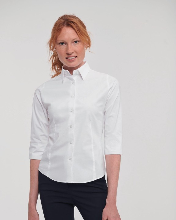 RUSSELL Ladies'' 3/4 Sleeve Easy Care Fitted Shirt Hemd personalisierbar