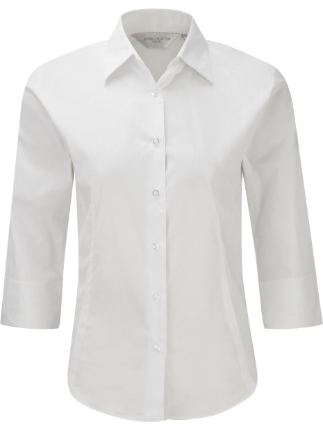 RUSSELL Chemise fittée femme manches 3/4 blanc personnalisable