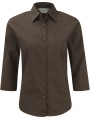 RUSSELL Chemise fittée femme manches 3/4 chocolat personnalisable