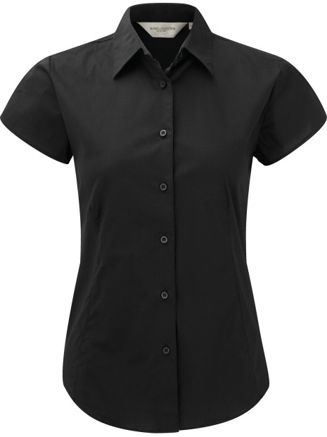 RUSSELL Chemise fittée femme manches courtes noir personnalisable
