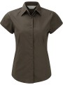 RUSSELL Chemise fittée femme manches courtes chocolat personnalisable