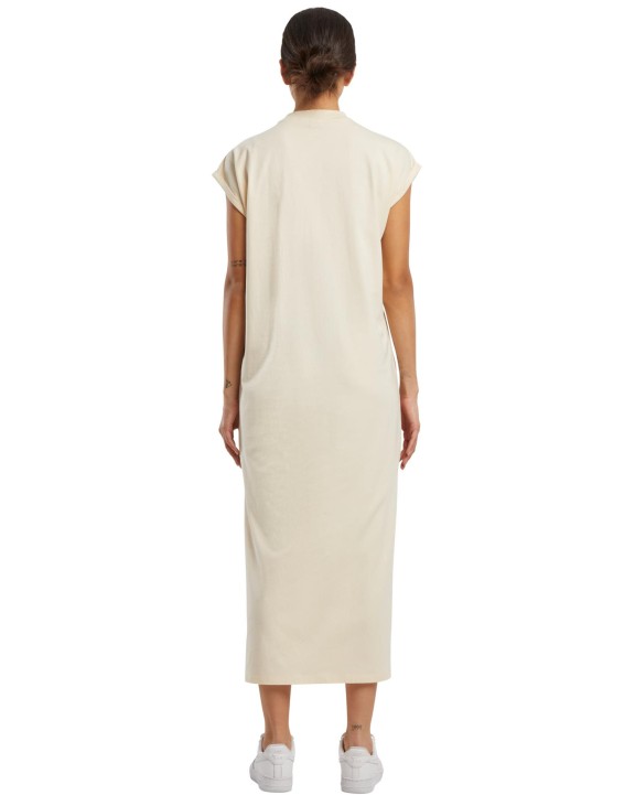 Jurk BUILD YOUR BRAND Ladies Long Extended Shoulder Dress voor bedrukking &amp; borduring