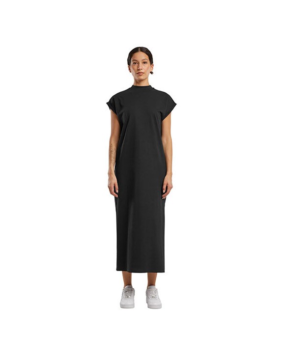 Jurk BUILD YOUR BRAND Ladies Long Extended Shoulder Dress voor bedrukking &amp; borduring