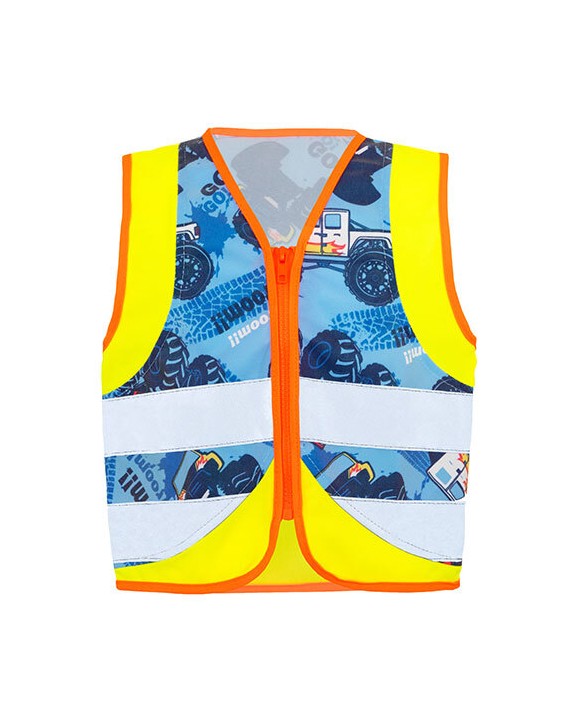 Fluohesje KORNTEX Children´s Safety Vest Action Vehicle Fun CO² Neutral voor bedrukking &amp; borduring