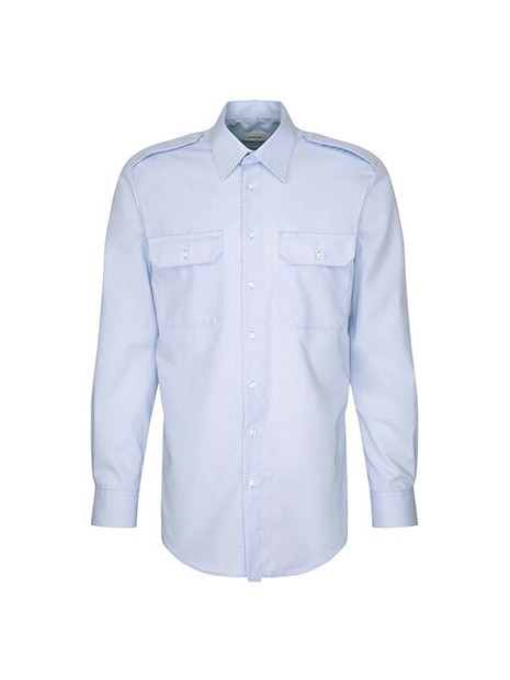SEIDENSTICKER Men´s Pilot Shirt Regular Longsleeve bleu clair personnalisable
