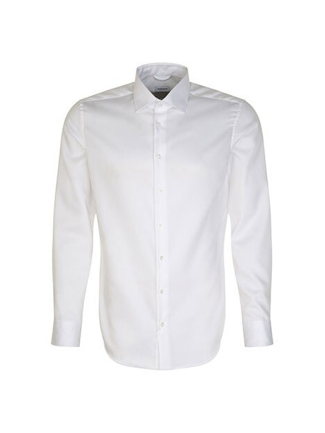 SEIDENSTICKER Men´s Shirt Shaped Fit Fine Twill Longsleeve blanc personnalisable