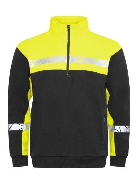 PROJOB 7102 PROGRESSION SWEATSHIRT 1/2 ZIP noir/jaune personnalisable