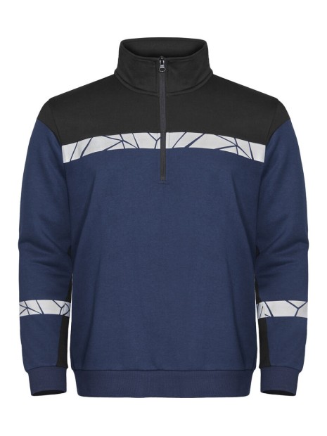 PROJOB 7102 PROGRESSION SWEATSHIRT 1/2 ZIP bleu marine/noir personnalisable