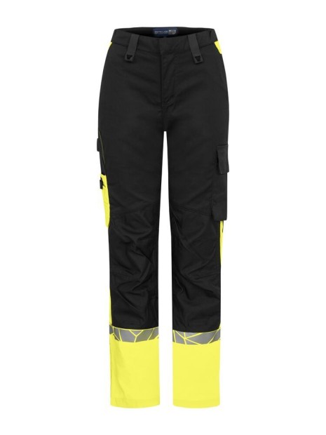 PROJOB 7512 PROGRESSION PANTALON DE TRAVAIL AVEC POCHES GENOUILLÈRES FEMME noir/jaune personnalisable