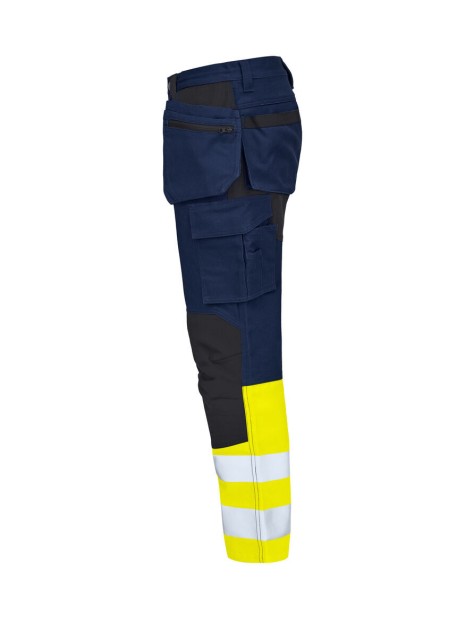 PROJOB 6560 PANTALON CORDURA STRETCH EN ISO 20471 CLASSE 1 jaune/bleu marine personnalisable
