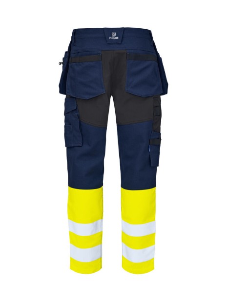 PROJOB 6560 PANTALON CORDURA STRETCH EN ISO 20471 CLASSE 1 jaune/bleu marine personnalisable