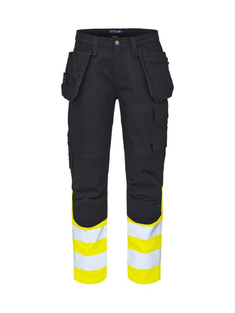 PROJOB 6560 PANTALON CORDURA STRETCH EN ISO 20471 CLASSE 1 jaune/noir personnalisable