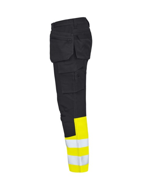 PROJOB 6560 PANTALON CORDURA STRETCH EN ISO 20471 CLASSE 1 jaune/noir personnalisable