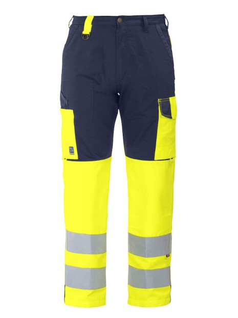 PROJOB 6501 PANTALON POLYCOTON - EN ISO 20471 CLASSE 2 jaune/bleu marine personnalisable