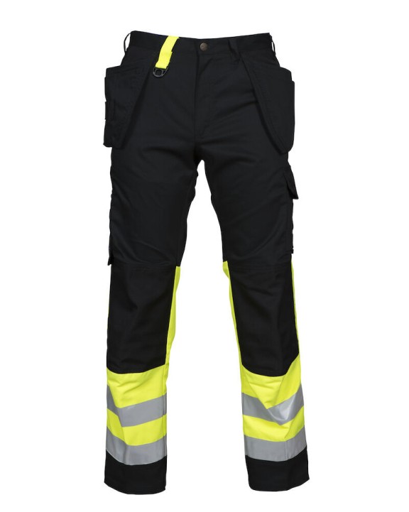 Broek PROJOB 6502 SIGNALISATIEBROEK MET KNIEZAKKEN EN SPIJKERZAKKEN EN ISO 20471 KLASSE 1 voor bedrukking &amp; borduring
