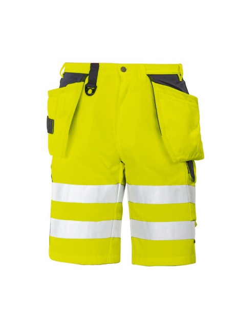 PROJOB 6503 SHORT POLYCOTON - EN ISO 20471 CLASSE 2/1 jaune/bleu marine personnalisable